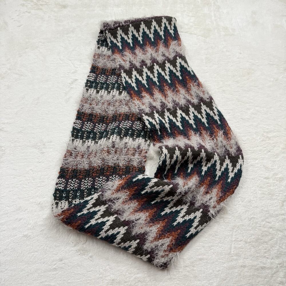 BKE Womens Fuzzy Infinity Scarf Knit Chevron Geometric Multicolored Winter Loop